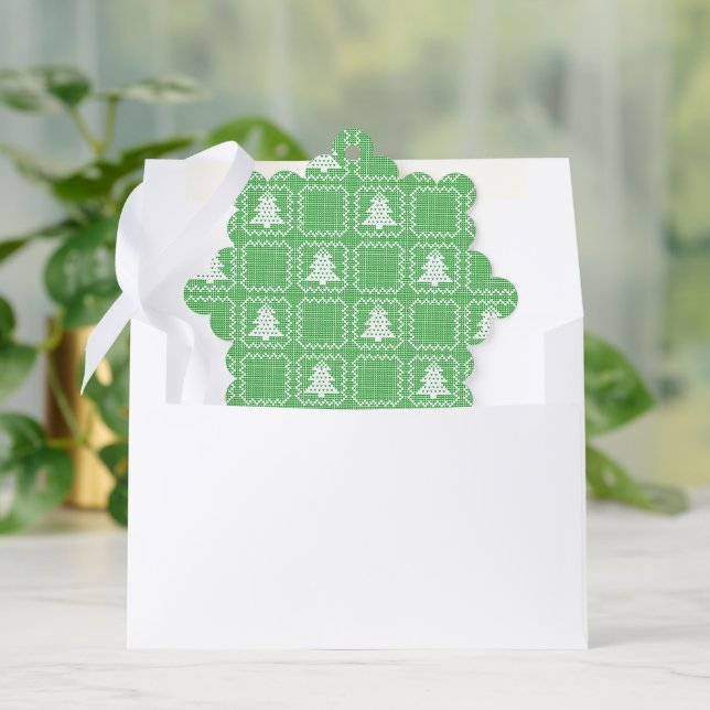 Cosy Christmas tree ugly sweater chequered pattern Decoration Card (Envelope)