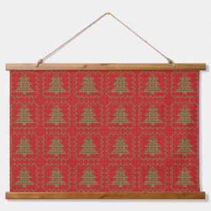 Cosy Christmas tree ugly sweater chequered pattern Hanging Tapestry