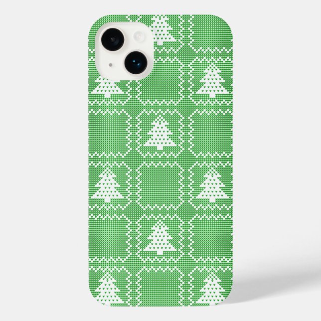 Cosy Christmas tree ugly sweater chequered pattern iPhone Case (Back)