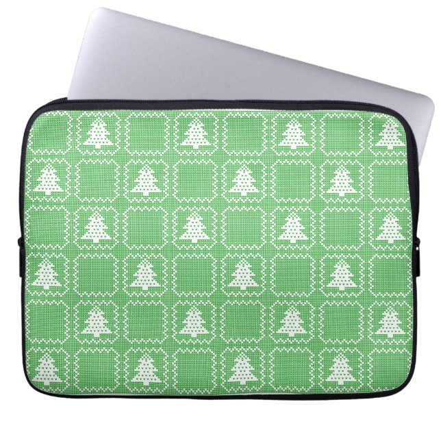 Cosy Christmas tree ugly sweater chequered pattern Laptop Sleeve (Front)