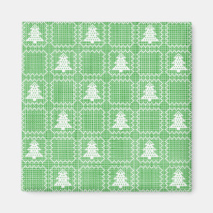 Cosy Christmas tree ugly sweater chequered pattern Magnet