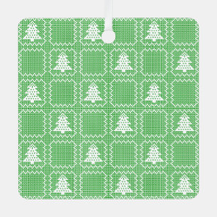 Cosy Christmas tree ugly sweater chequered pattern Metal Tree Decoration