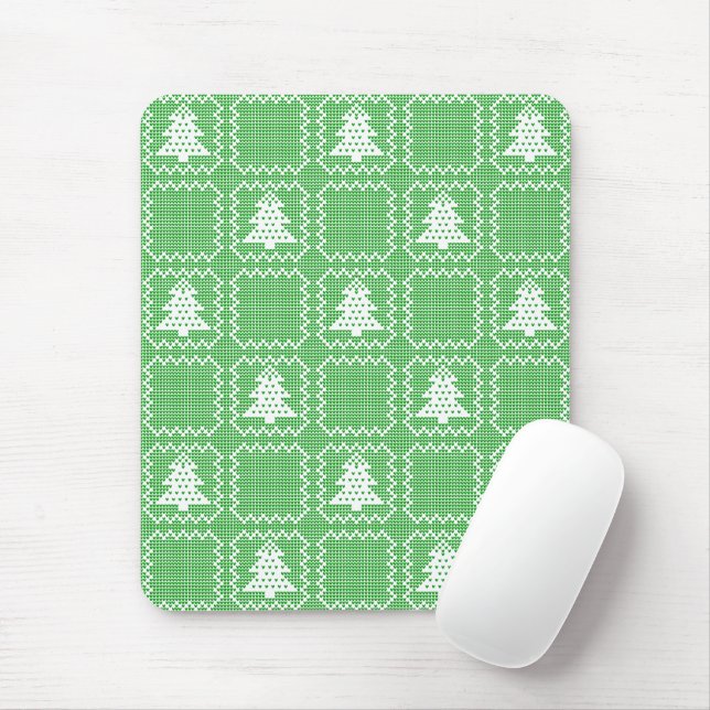 Cosy Christmas tree ugly sweater chequered pattern Mouse Pad (With Mouse)