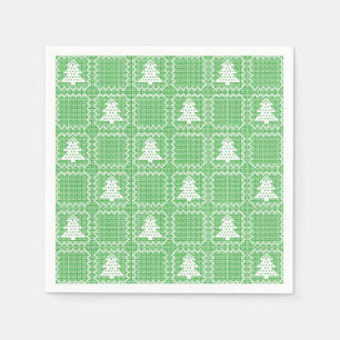 Cosy Christmas tree ugly sweater chequered pattern Napkin