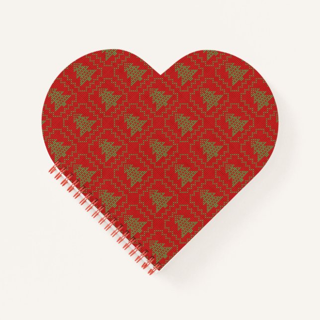 Cosy Christmas tree ugly sweater chequered pattern Notebook (Front)