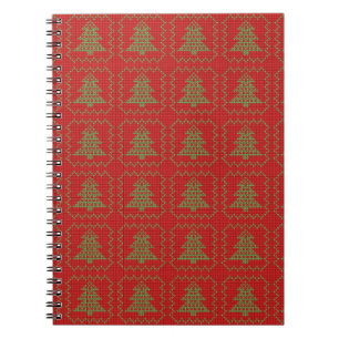 Cosy Christmas tree ugly sweater chequered pattern Notebook