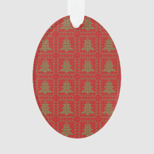 Cosy Christmas tree ugly sweater chequered pattern Ornament
