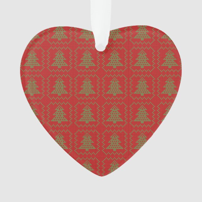 Cosy Christmas tree ugly sweater chequered pattern Ornament (Front)