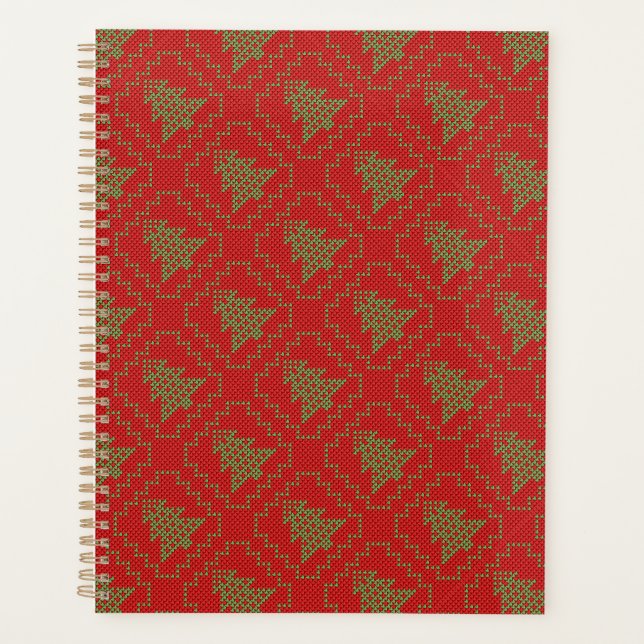 Cosy Christmas tree ugly sweater chequered pattern Planner (Front)