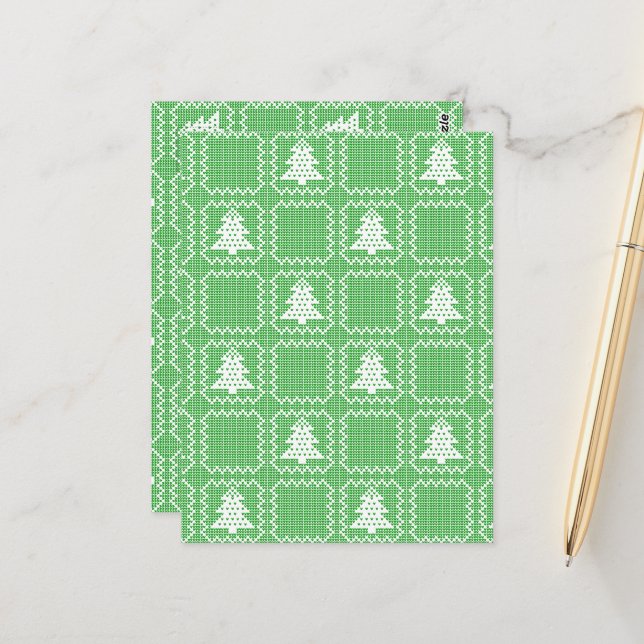 Cosy Christmas tree ugly sweater chequered pattern Postcard (Front/Back In Situ)