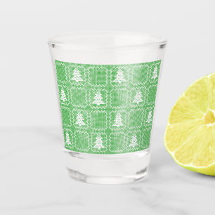 Cosy Christmas tree ugly sweater chequered pattern Shot Glass