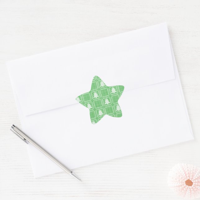 Cosy Christmas tree ugly sweater chequered pattern Star Sticker (Envelope)