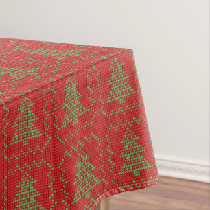 Cosy Christmas tree ugly sweater chequered pattern Tablecloth