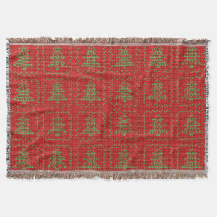Cosy Christmas tree ugly sweater chequered pattern Throw Blanket