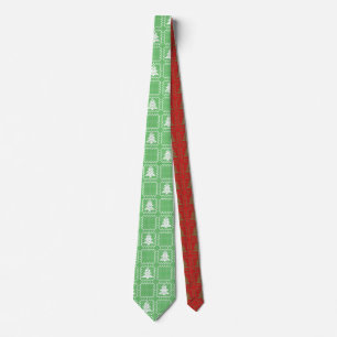 Cosy Christmas tree ugly sweater chequered pattern Tie
