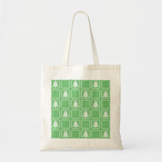 Cosy Christmas tree ugly sweater chequered pattern Tote Bag (Front)