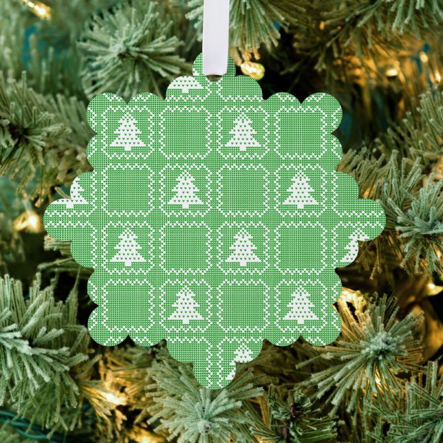 Cosy Christmas tree ugly sweater chequered pattern Tree Decoration Card (Insitu (Tree))