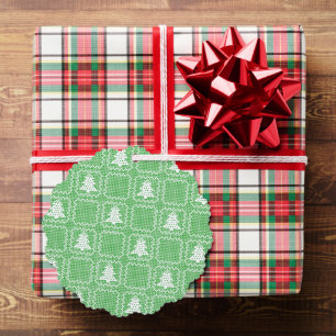 Cosy Christmas tree ugly sweater chequered pattern Tree Decoration Card