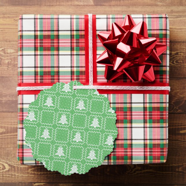 Cosy Christmas tree ugly sweater chequered pattern Tree Decoration Card (Insitu (Gift))