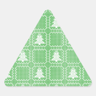 Cosy Christmas tree ugly sweater chequered pattern Triangle Sticker