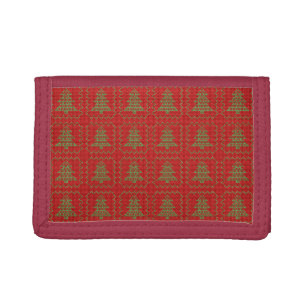 Cosy Christmas tree ugly sweater chequered pattern Trifold Wallet