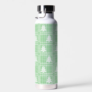 Cosy Christmas tree ugly sweater chequered pattern Water Bottle