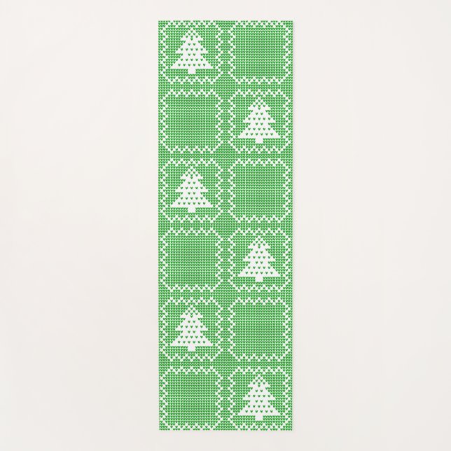 Cosy Christmas tree ugly sweater chequered pattern Yoga Mat (Front)