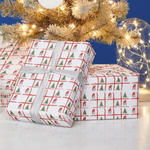 Cosy Christmas Trees and Gnomes Tic Tac Toe Wrapping Paper