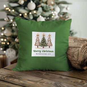 Cosy Christmas Trees Minimalist Custom Name Pillow