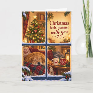 Cosy Christmas Window Dog and Tree Card
