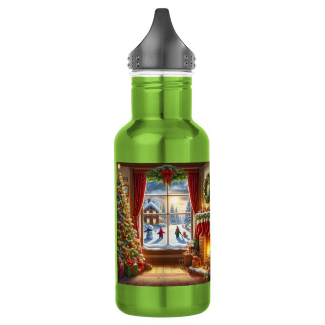Cosy Christmas Window Scene 532 Ml Water Bottle (Left)