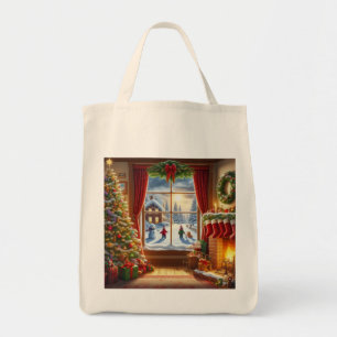 Cosy Christmas Window Scene Tote Bag