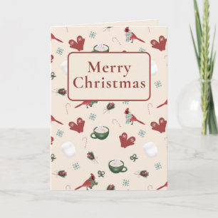 Cosy Christmas/Winter Cardinal Greeting Card