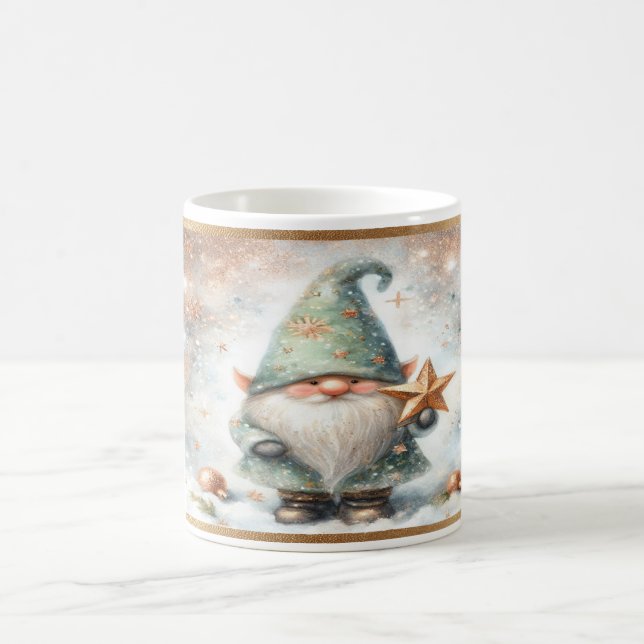 Cosy Christmas Winter Gnome Gold Snowflakes Coffee Mug (Center)