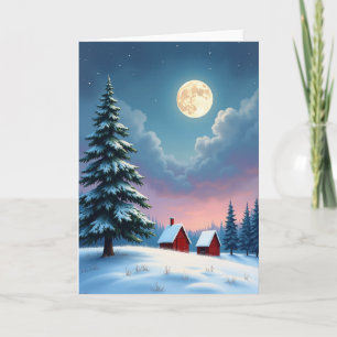 Cosy Christmas Winter Moon Card