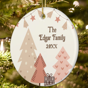 Cosy Christmas Wishes Customisable Boho Ceramic Ornament