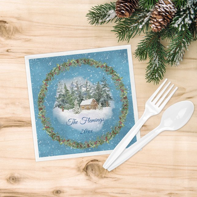 Cosy Christmas Woodland Scene Napkin (Creator Uploaded)