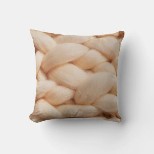 Cosy Chunky Knit Ivory Wool Texture Scandinavian W Cushion
