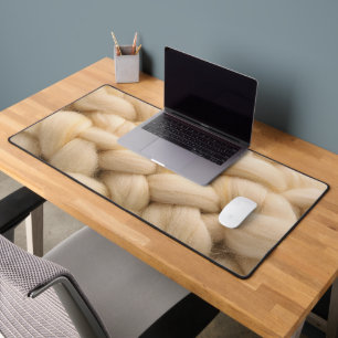 Cosy Chunky Knit Ivory Wool Texture Scandinavian W Desk Mat