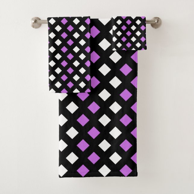 Cosy Classic Plaid Black Pink Bathroom Towel Set (Insitu)