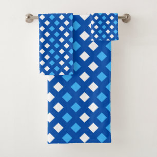 Cosy Classic Plaid Dark Blue Bathroom Towel Set