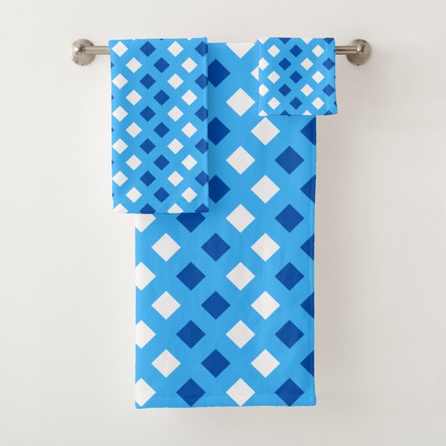 Cosy Classic Plaid Light Blue Bathroom Towel Set (Insitu)