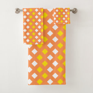 Cosy Classic Plaid Orange Bathroom Towel Set