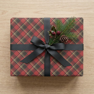 Cosy Classic Red and Black Plaid Christmas Wrapping Paper