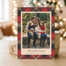 Cosy Classic Red Plaid Christmas Photo