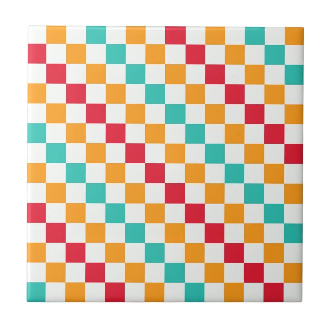 Cosy classroom diagonal chequerboard pattern ceramic tile (Front)