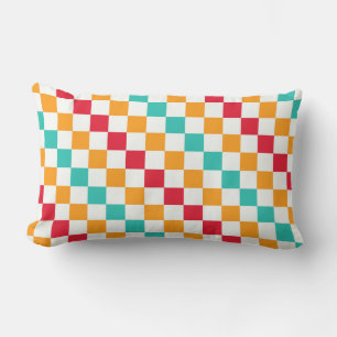Cosy classroom diagonal chequerboard pattern lumbar cushion