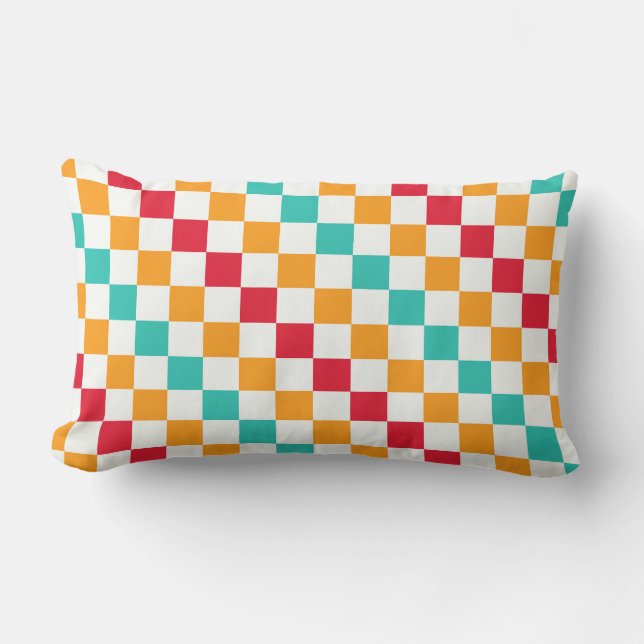 Cosy classroom diagonal chequerboard pattern lumbar cushion (Front)