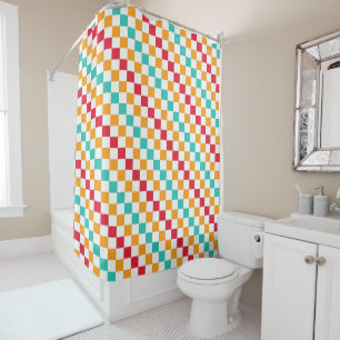 Cosy classroom diagonal chequerboard pattern shower curtain