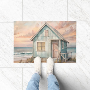 Cosy Coastal Cottage Beach House Watercolor  Doormat